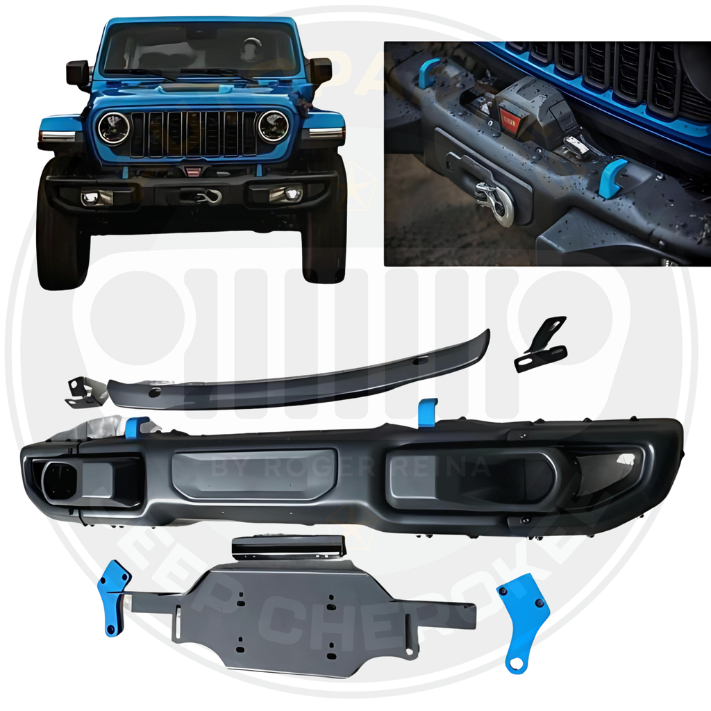 BOMPER ANIVERSARIO GANCHOS AZUL JEEP WRANGLER JL MODELO 2019 AL PRESENTE